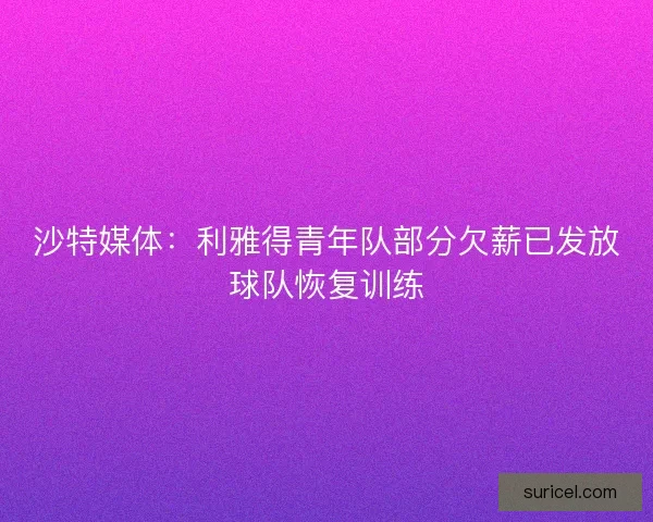 沙特媒体：利雅得青年队部分欠薪已发放球队恢复训练